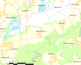 Mapa obce Amigny-Rouy