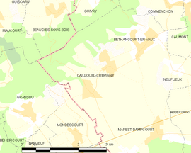 Mapa obce Caillouël-Crépigny