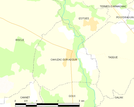 Mapa obce Cahuzac-sur-Adour