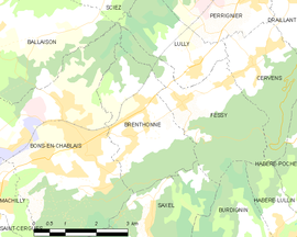 Mapa obce Brenthonne