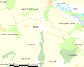 Mapa obce Soues