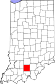 Harta statului Indiana indicând comitatul Orange