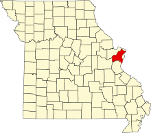 Map of Missouri highlighting Saint Louis County.svg