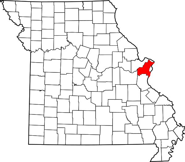 Map of Missouri highlighting Saint Louis County