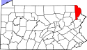 Harta statului Pennsylvania indicând comitatul Wayne