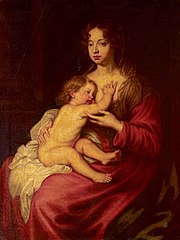 Lady Elizabeth Percy, Countess of Ogle, later Duchess of Somerset (1667-1722) and Algernon, later 7th Duke of Somerset (1684 - 1750) as 'Madonna and Child' (after Van Dyck)