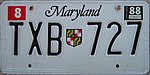 Maryland plakası, 1988.jpg