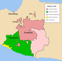 The shattered kingdom, Mataram in 1830, after the Java War. Mataram 1830-en.png