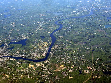 The Merrimack as it flows from Haverhill to its mouth in Newburyport, Massachusetts