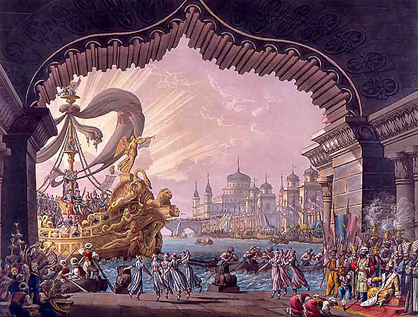 Set design by Francesco Bagnara for act 1 of Il crociato in Egitto by Meyerbeer