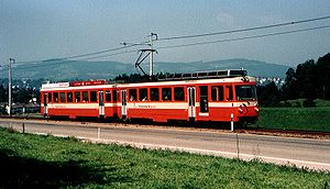 BDe 4/8 22 of the Trogenerbahn near St. Gallen Notkersegg