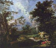 Maisema Jacobin unelman kanssa.  Stair of Angels (noin 1691)