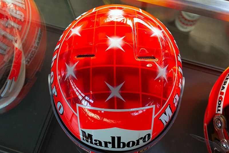 File:Michael Schumacher 2000 Japanese GP helmet top 2019 Michael Schumacher Private Collection.jpg