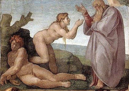 The Creation of Eve (1508 - 1512) by w:Michelangelo, showing Eve as blond