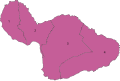 Modern districts of Maui; numbered # Lahaina # Wailuku # Makawao # Hana