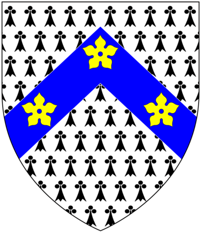 Arms of Moore of Moore Hays: Ermine, on a chevron azure three cinquefoils or. These arms are visible in Norwich Cathedral and on Bishop Moore's monument in Ely Cathedral[1] Cathedrals