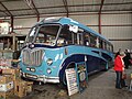 Preserved ex-Moss Motors ODL 400, a 1957 Bedford SB3/Duple Vega, seen inside the Isle of Wight Bus Museum, Newport Quay, Newport, Isle of Wight during the October 2010 running day.