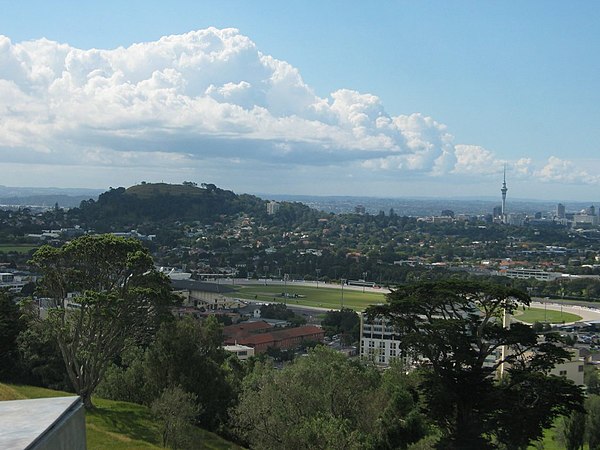 Mount Eden (left, beyond Alexandra Park) from One Tree Hill