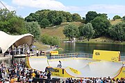 Deutsch: BMX-Fahrer beim Munich Mash 2023 auf der BMX-Bühne beim Theatron im Olympia Park