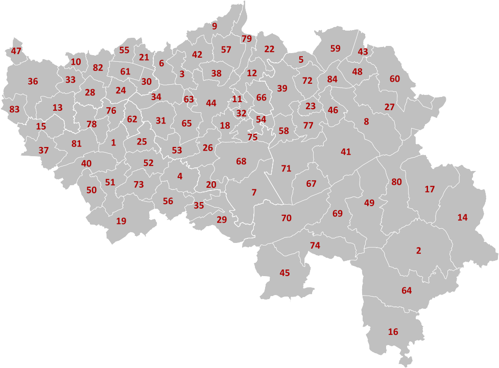 Municipalities Liège Belgium Map - Number.svg