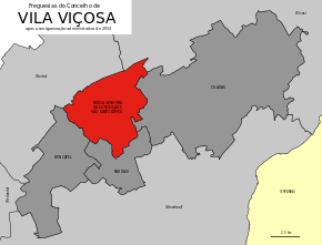 Localização no município de Vila Viçosa