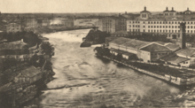 The eastern branch of Narva Waterfall and Kreenholm island (right) in 1886