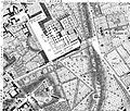 La zona delle terme di Diocleziano con la "piazza detta di Termini" al cui margine sorgerà la stazione (particolare dalla Nuova Pianta di Roma di Giovanni Battista Nolli, 1748)