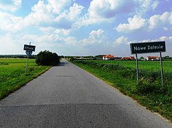 Road sign in Nowe Zalesie