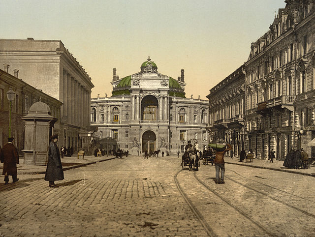 Рішельєвська вулиця та друга будівля Оперного театру в Одесі (між 1890 та 1905)