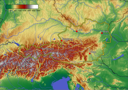 An enlargeable topographic map of Austria
