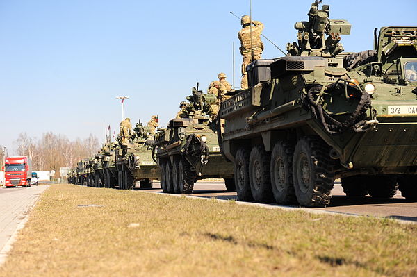 U.S. 2nd Cavalry Regiment Strykers during the 2015 "Dragoon Ride".