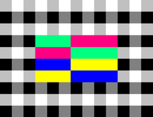 Test card used on many cable TV headends of Deutsche Bundespost Kabelfernsehen (predecessor of Kabel Deutschland) from the 1980s-c. 1999. May also have been used in the Netherlands. Oud testbeeld.png