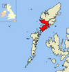 Map showing Harris in red