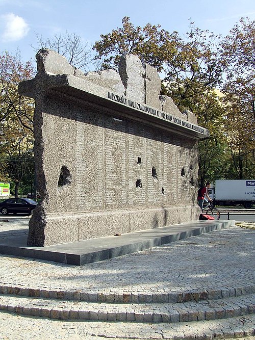 Memorial to the Wola massacre, the systematic killing of around 40,000–50,000 Polish civilians and enemy combatants by Nazi German troops during the W