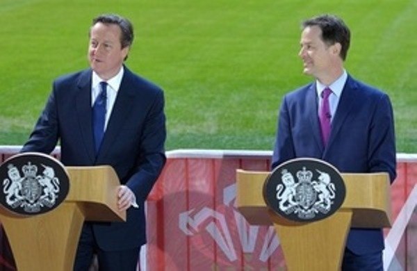 Cameron (left) and Clegg (right) in February 2015