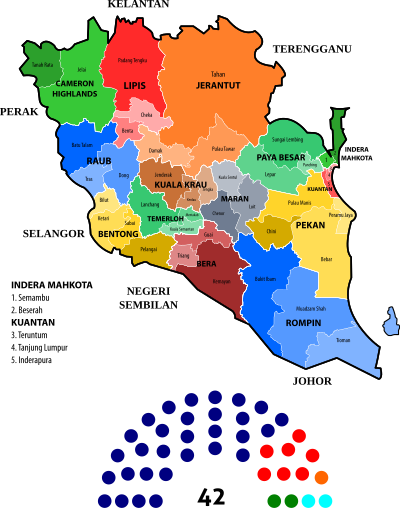 Pahang Electoral Map before 2013 with seat composition.svg