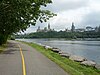 View of Parliament Hill from the Ottawa River North Bike Path (Capital Pathway)