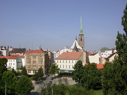 Center of Pilsen with the St. Bartholomew Cathedral