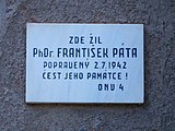 Praha - Krč, Na Krčské stráni 19, pamětní deska Františka Páty