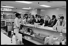 Richard Nixon at a drug store lunch counter in Houston, Texas, on March 20, 1974