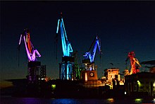 Skiras light design on cranes in Pula harbour Pula Lighting Giants.jpg