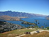 Queenstown with Remarkables and lake in the background.