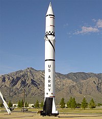 Photographie du PGM-11 Redstone au White Sands Missile Range Museum, White Sands, Nouveau-Mexique.