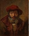 Rembrandt - Portrait of an old man with a beard and a red hat - given by Hofstede de Groot.jpg