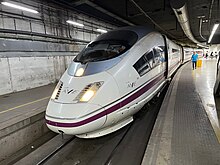 Renfe S-103 at Barcelona-Sants Renfe AVE Siemens Velaro at Barcelona Sants (53297763629).jpg