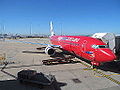 The "Ruby Blue" Boeing 737-8FE Virgin Blue (Virgin Australia) plane at Melbourne Airport in October 2012.