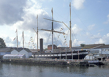 Isambard Kingdom Brunel's steam ship the SS Great Britain was built in Bristol, and is now preserved in dry dock.