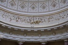 The frieze, The Marble Saloon Saloon dome frieze, 1 of 4 - Stowe House - Buckinghamshire, England - DSC07187.jpg