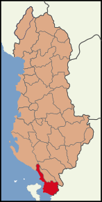 Poziția localității Districtul Sarandë