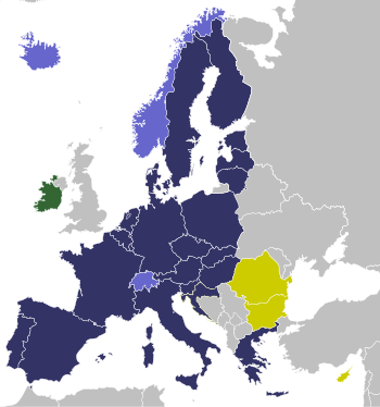 Full Schengen members (EU member states which ...